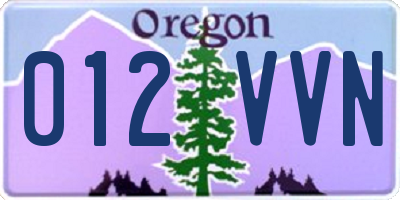 OR license plate 012VVN