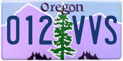 OR license plate 012VVS