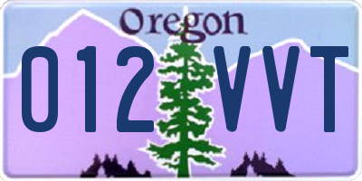OR license plate 012VVT