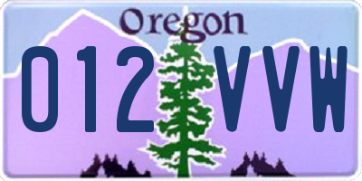 OR license plate 012VVW