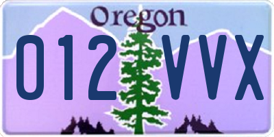 OR license plate 012VVX