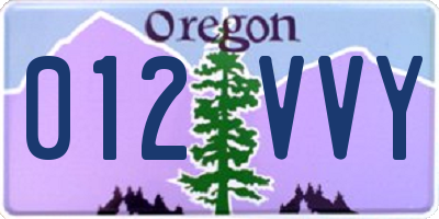 OR license plate 012VVY