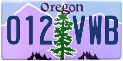 OR license plate 012VWB