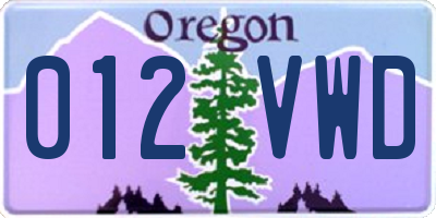 OR license plate 012VWD