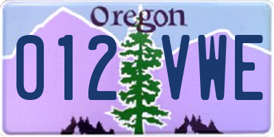 OR license plate 012VWE