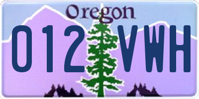 OR license plate 012VWH