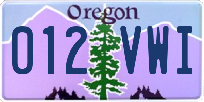 OR license plate 012VWI