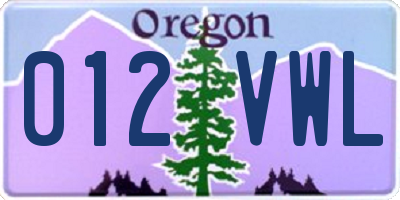 OR license plate 012VWL