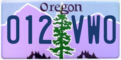OR license plate 012VWO