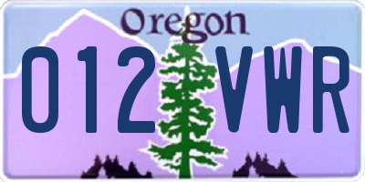 OR license plate 012VWR