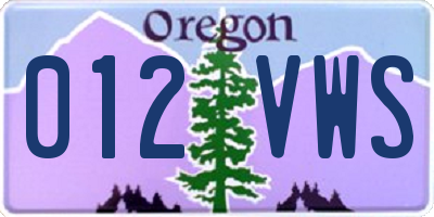 OR license plate 012VWS