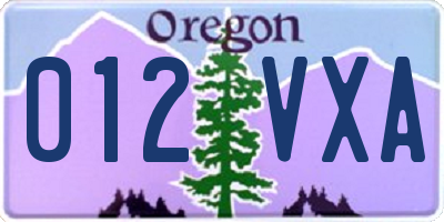 OR license plate 012VXA