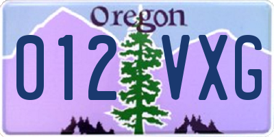 OR license plate 012VXG
