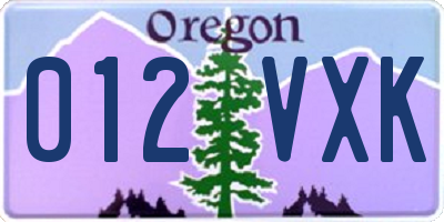 OR license plate 012VXK