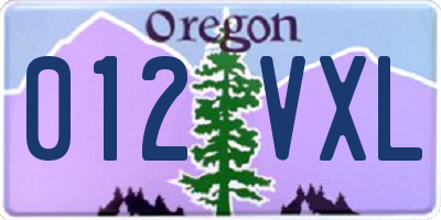 OR license plate 012VXL