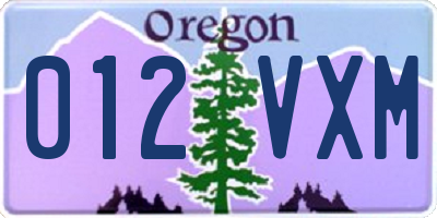 OR license plate 012VXM