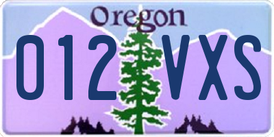 OR license plate 012VXS