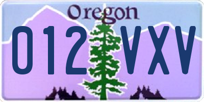 OR license plate 012VXV