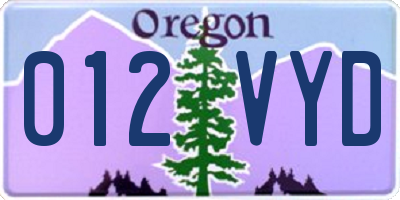 OR license plate 012VYD