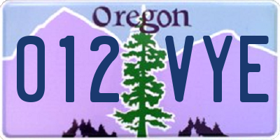 OR license plate 012VYE