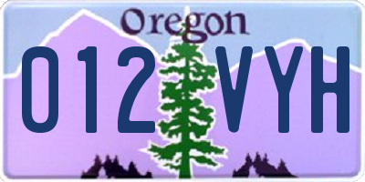OR license plate 012VYH