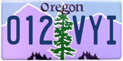 OR license plate 012VYI