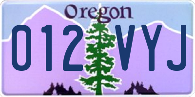 OR license plate 012VYJ