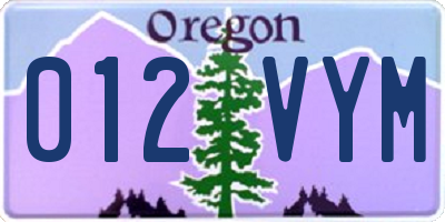 OR license plate 012VYM