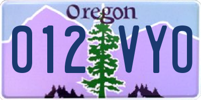 OR license plate 012VYO