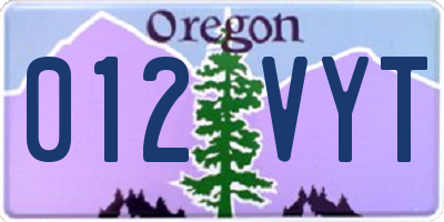 OR license plate 012VYT