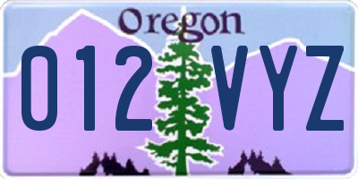 OR license plate 012VYZ