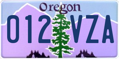 OR license plate 012VZA