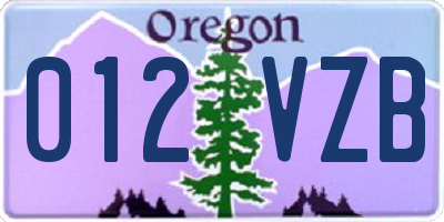 OR license plate 012VZB