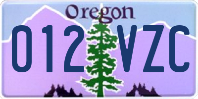 OR license plate 012VZC
