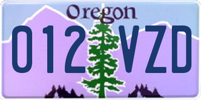 OR license plate 012VZD