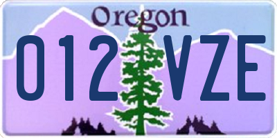 OR license plate 012VZE