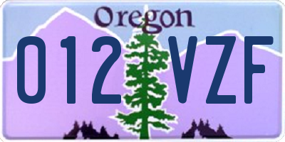 OR license plate 012VZF