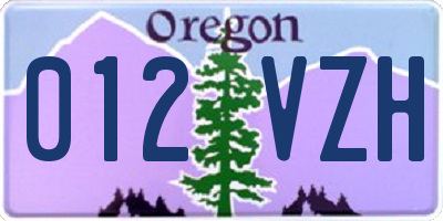 OR license plate 012VZH
