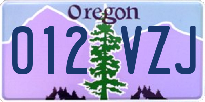 OR license plate 012VZJ
