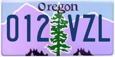 OR license plate 012VZL