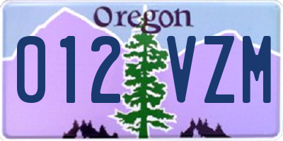 OR license plate 012VZM