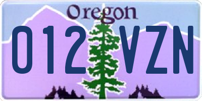 OR license plate 012VZN