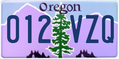 OR license plate 012VZQ