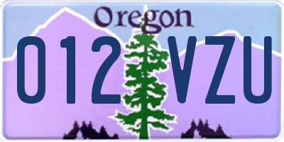 OR license plate 012VZU
