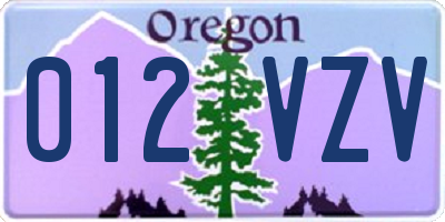 OR license plate 012VZV