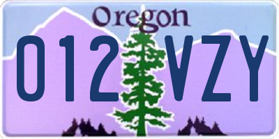 OR license plate 012VZY