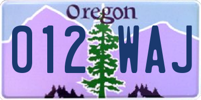 OR license plate 012WAJ