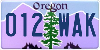 OR license plate 012WAK