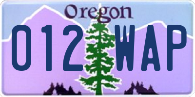 OR license plate 012WAP