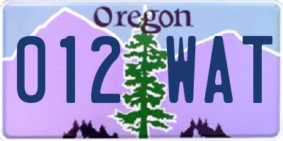 OR license plate 012WAT